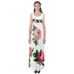 Roses-white Empire Waist Maxi Dress