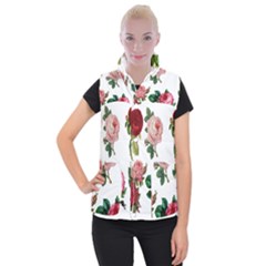 Roses-white Women s Button Up Vest by nateshop