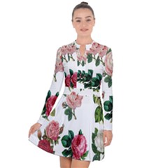 Roses-white Long Sleeve Panel Dress by nateshop