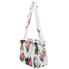 Roses-white Rope Handles Shoulder Strap Bag by nateshop