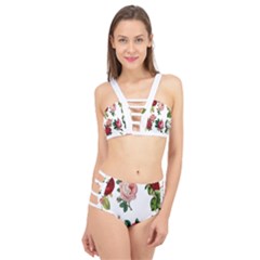 Roses-white Cage Up Bikini Set by nateshop