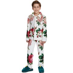 Roses-white Kids  Long Sleeve Velvet Pajamas Set by nateshop