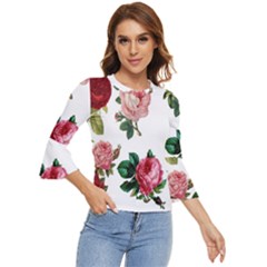 Roses-white Bell Sleeve Top