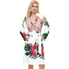 Roses-white Long Sleeve Velvet Robe by nateshop