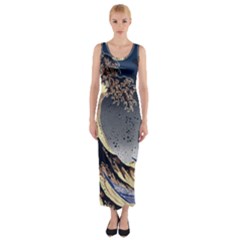 The Great Wave Off Kanagawa Japan Japanese Waves Fitted Maxi Dress by pakminggu