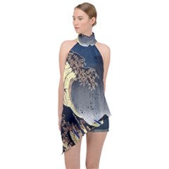 The Great Wave Off Kanagawa Japan Japanese Waves Halter Asymmetric Satin Top by pakminggu