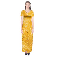 Water-gold Short Sleeve Maxi Dress by nateshop