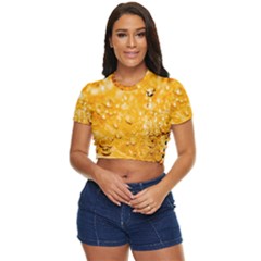 Water-gold Side Button Cropped T-shirt by nateshop