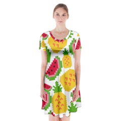 Watermelon -12 Short Sleeve V-neck Flare Dress by nateshop