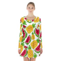 Watermelon -12 Long Sleeve Velvet V-neck Dress by nateshop