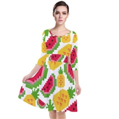 Watermelon -12 Quarter Sleeve Waist Band Dress by nateshop