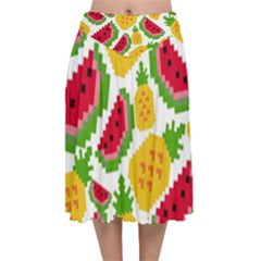 Watermelon -12 Velvet Flared Midi Skirt by nateshop