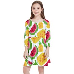 Watermelon -12 Kids  Quarter Sleeve Skater Dress by nateshop