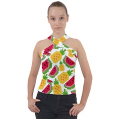 Watermelon -12 Cross Neck Velour Top