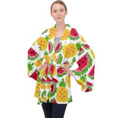 Watermelon -12 Long Sleeve Velvet Kimono  by nateshop