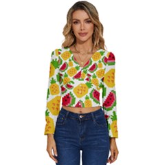 Watermelon -12 Long Sleeve V-neck Top by nateshop