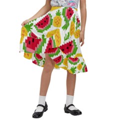 Watermelon -12 Kids  Ruffle Flared Wrap Midi Skirt by nateshop