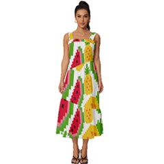 Watermelon -12 Square Neckline Tiered Midi Dress