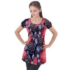 Berries-01 Puff Sleeve Tunic Top