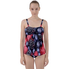 Berries-01 Twist Front Tankini Set