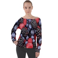 Berries-01 Off Shoulder Long Sleeve Velour Top by nateshop