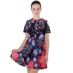 Berries-01 Short Sleeve Shoulder Cut Out Dress  by nateshop