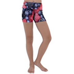 Berries-01 Kids  Lightweight Velour Yoga Shorts