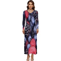 Berries-01 Long Sleeve Longline Maxi Dress by nateshop