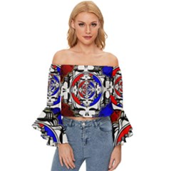 The Grateful Dead Off Shoulder Flutter Bell Sleeve Top by Grandong