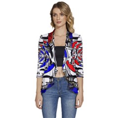 The Grateful Dead Women s 3/4 Sleeve Ruffle Edge Open Front Jacket by Grandong