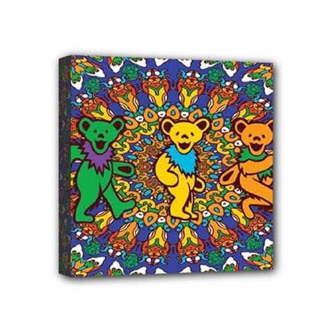 Dead Dancing Bears Grateful Dead Pattern Mini Canvas 4  X 4  (stretched) by Grandong