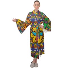 Dead Dancing Bears Grateful Dead Pattern Maxi Velvet Kimono by Grandong