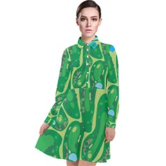 Golf Course Par Golf Course Green Long Sleeve Chiffon Shirt Dress by Cowasu