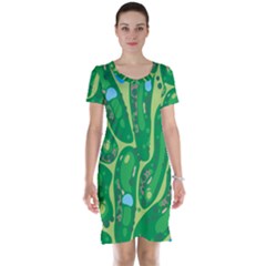 Golf Course Par Golf Course Green Short Sleeve Nightdress by Cowasu