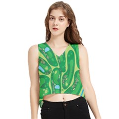 Golf Course Par Golf Course Green V-neck Cropped Tank Top by Cowasu