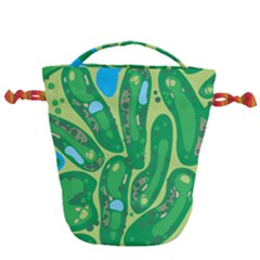 Golf Course Par Golf Course Green Drawstring Bucket Bag by Cowasu