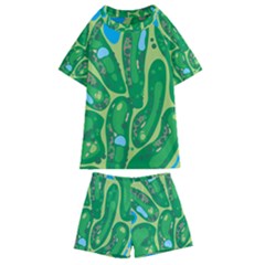 Golf Course Par Golf Course Green Kids  Swim T-shirt And Shorts Set by Cowasu