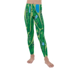 Golf Course Par Golf Course Green Kids  Lightweight Velour Leggings by Cowasu