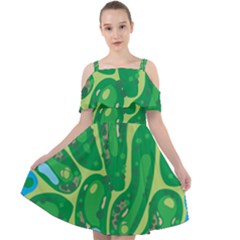 Golf Course Par Golf Course Green Cut Out Shoulders Chiffon Dress by Cowasu