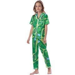 Golf Course Par Golf Course Green Kids  Satin Short Sleeve Pajamas Set