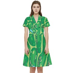 Golf Course Par Golf Course Green Short Sleeve Waist Detail Dress by Cowasu