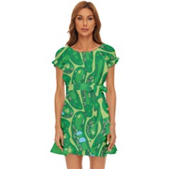 Golf Course Par Golf Course Green Puff Sleeve Frill Dress by Cowasu