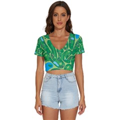 Golf Course Par Golf Course Green V-neck Crop Top by Cowasu