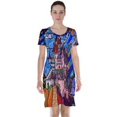 Beauty Stained Glass Castle Building Short Sleeve Nightdress by Cowasu