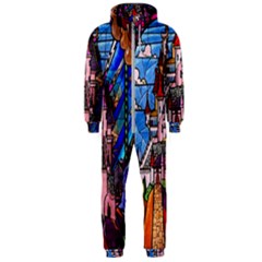 Beauty Stained Glass Castle Building Hooded Jumpsuit (men) by Cowasu