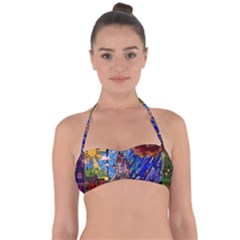 Beauty Stained Glass Castle Building Tie Back Bikini Top by Cowasu