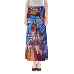 Beauty Stained Glass Castle Building Full Length Maxi Skirt by Cowasu