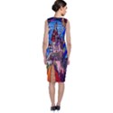 Beauty Stained Glass Castle Building Sleeveless Velvet Midi Dress View2