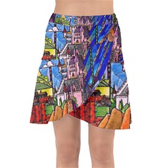 Beauty Stained Glass Castle Building Wrap Front Skirt by Cowasu
