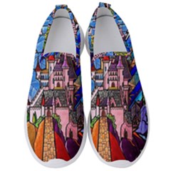 Beauty Stained Glass Castle Building Men s Slip On Sneakers